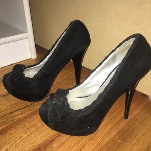 Black suede stilettos